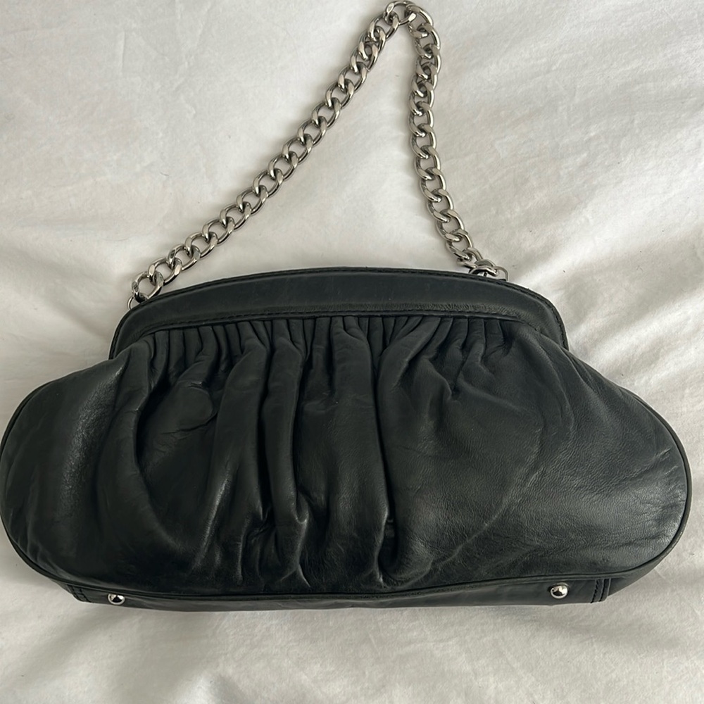 Black leather clutch/shoulder chain bag- Banana Republic